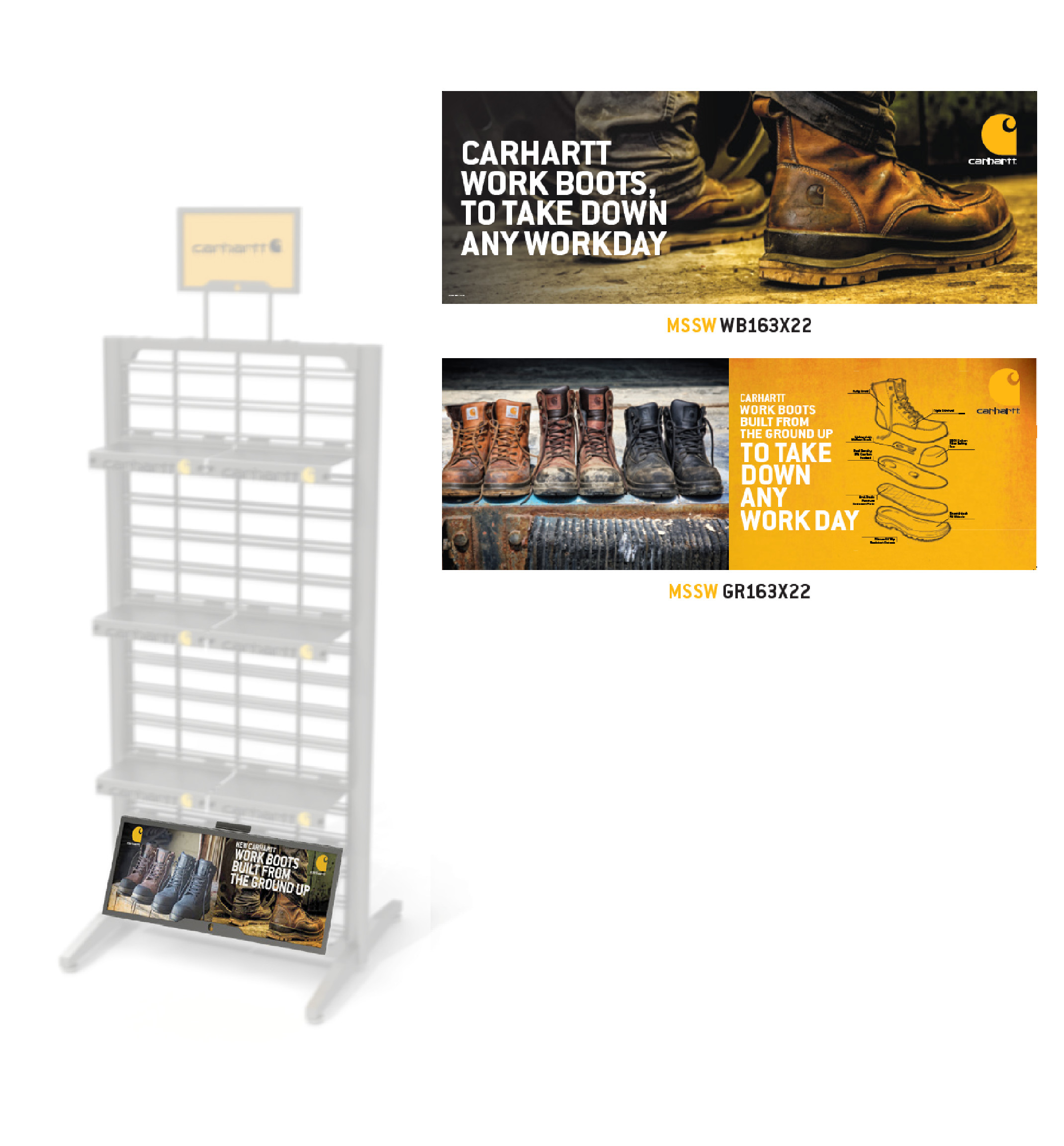 Insegna da terra per espositore CARHARTT FOOTWEAR FLOOR DISPLAY FIXTURE ...